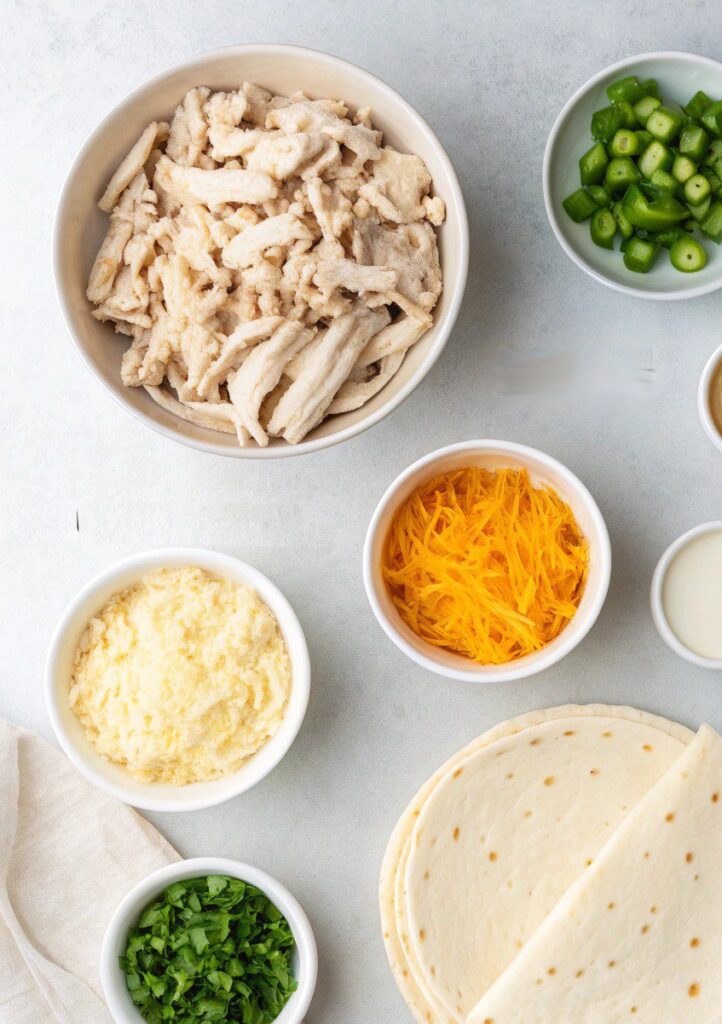 Ingredients for Cheesy Garlic Chicken Wraps