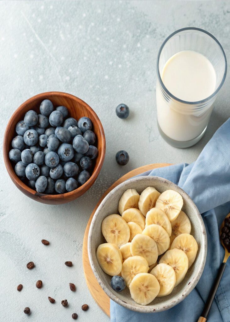 Ingredients for Blueberry Banana Smoothie