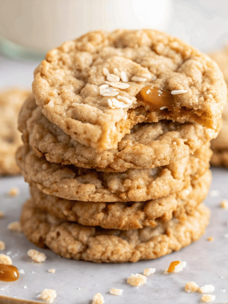 Chewy Salted Caramel Oatmeal Cookies