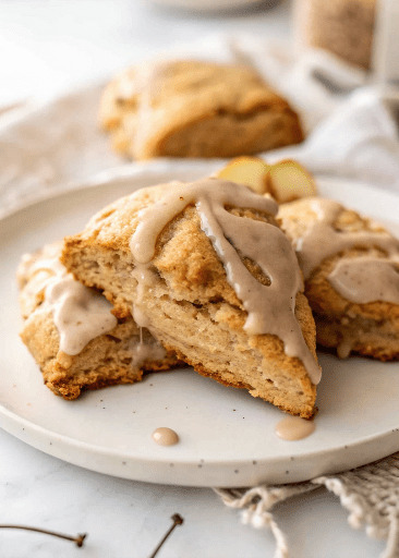 Spiced Pear Scones with a Vanilla Glaze