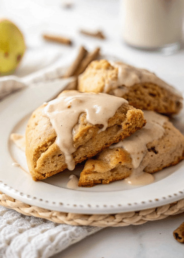 Spiced Pear Scones with a Vanilla Glaze