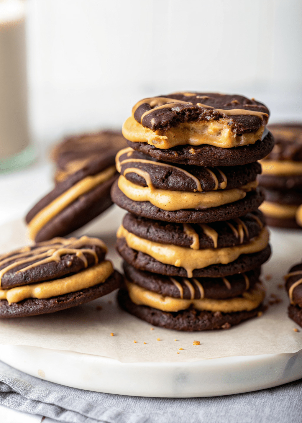 Dark Chocolate Peanut Butter Sandwich Cookies