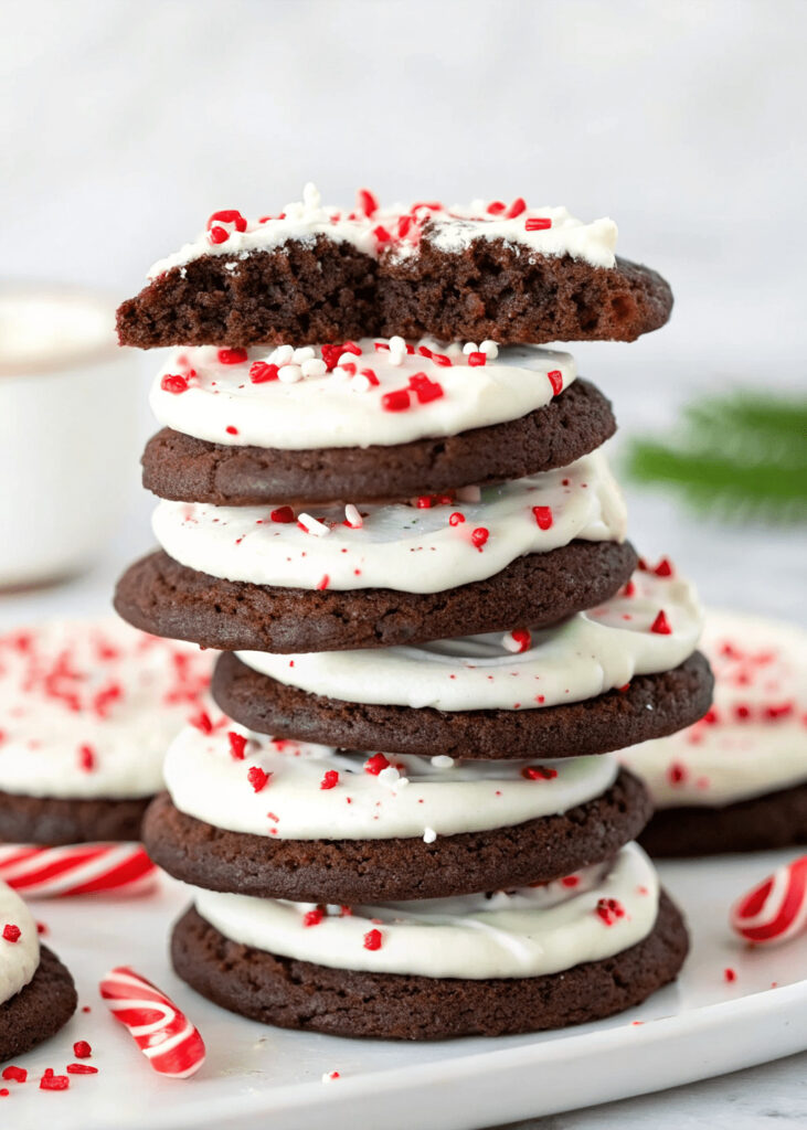 Frosted Peppermint Chocolate Cookies
