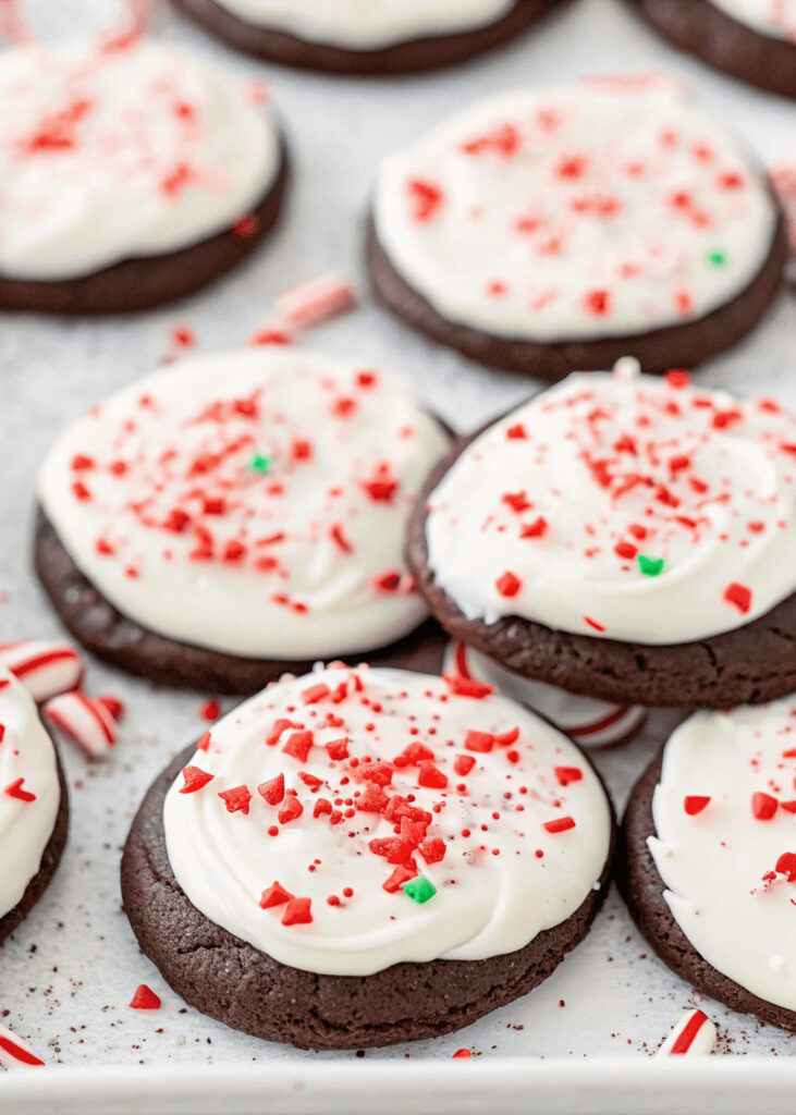 Frosted Peppermint Chocolate Cookies
