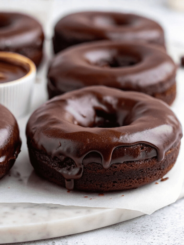Fudgy Baked Chocolate Doughnuts with Espresso