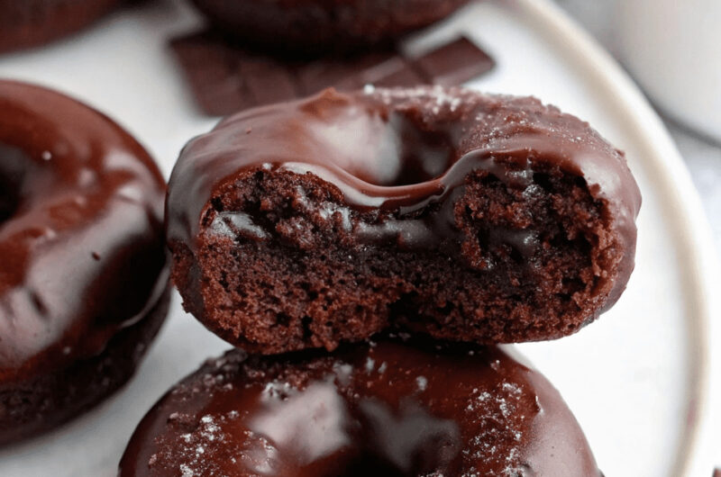 Fudgy Baked Chocolate Doughnuts with Espresso