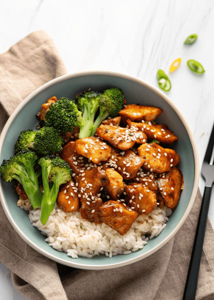 Honey Garlic Chicken Rice Bowls