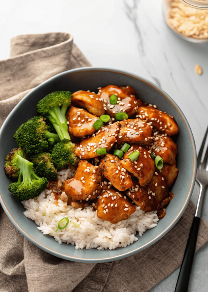 Honey Garlic Chicken Rice Bowls