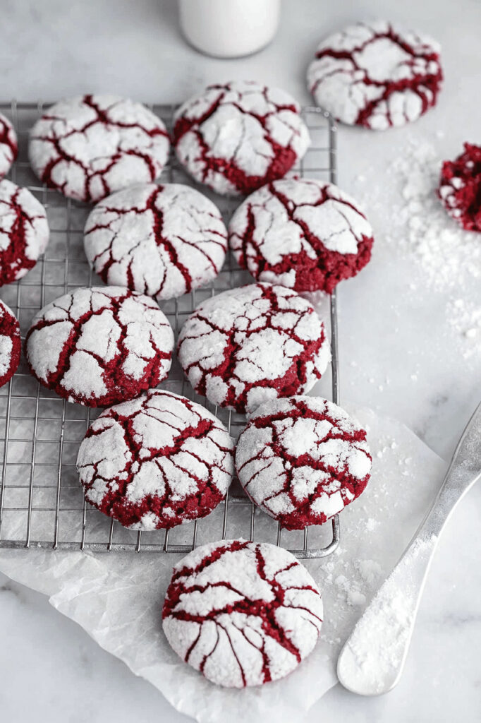 Red Velvet Crinkle Cookies
