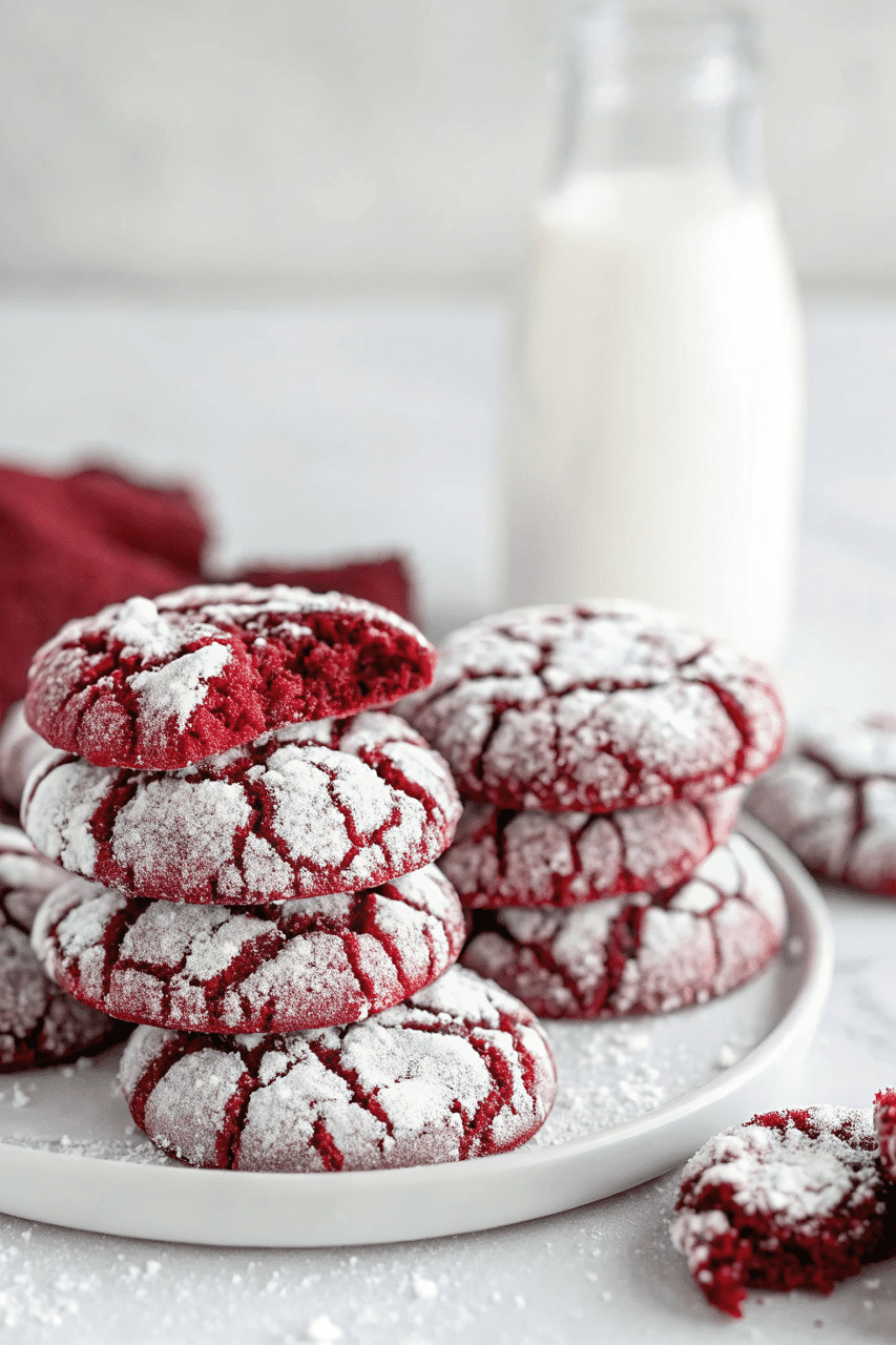 Red Velvet Crinkle Cookies