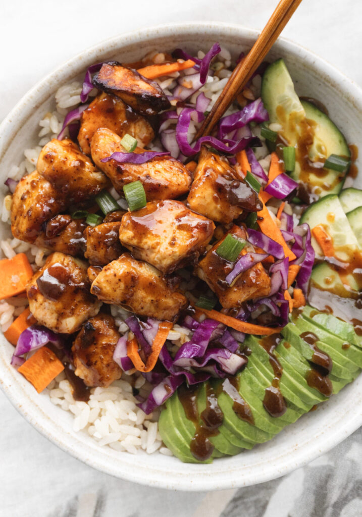 Easy BBQ Chicken Rice Bowls