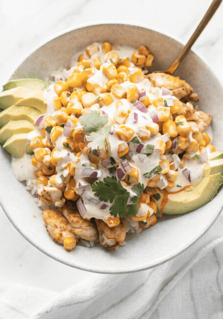 Mexican Street Corn Chicken Rice Bowl Recipe