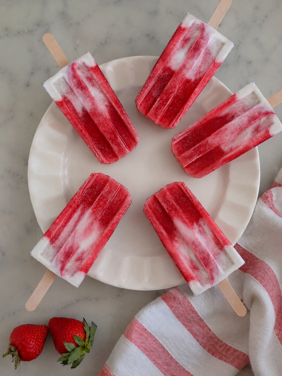 Strawberries and Cream Popsicles
