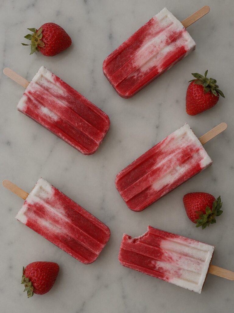Strawberries and Cream Popsicles