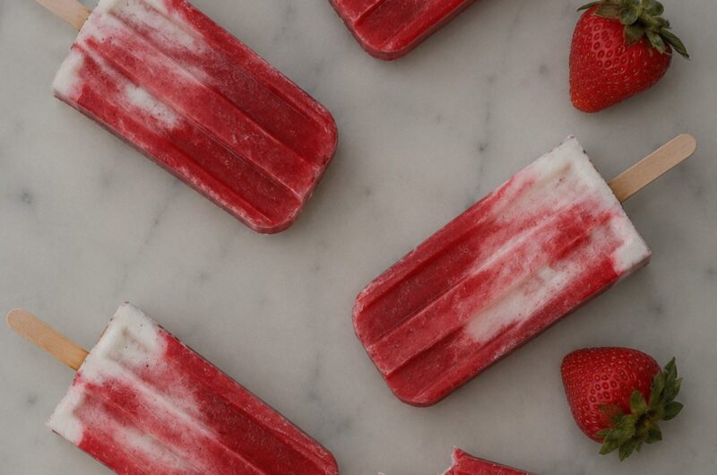 Vegan Strawberries and Cream Popsicles